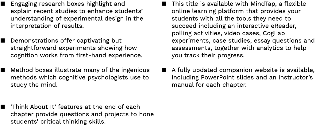 ◼ Engaging research boxes highlight and explain recent studies to enhance students’ understanding of experimental des...