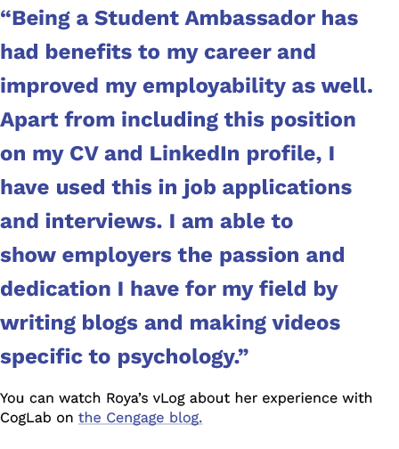 “Being a Student Ambassador has had benefits to my career and improved my employability as well. Apart from including...