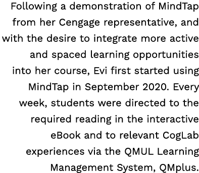 Following a demonstration of MindTap from her Cengage representative, and with the desire to integrate more active an...