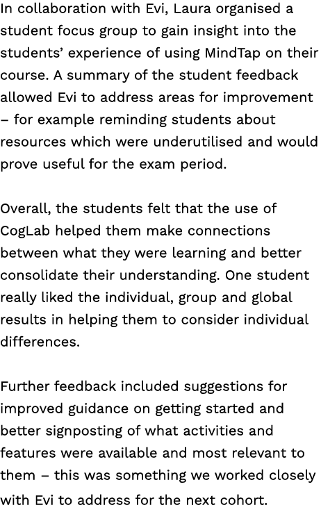 In collaboration with Evi, Laura organised a student focus group to gain insight into the students’ experience of usi...