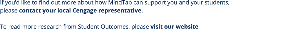 If you d like to find out more about how MindTap can support you and your students, please contact your local Cengage   